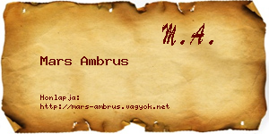 Mars Ambrus névjegykártya